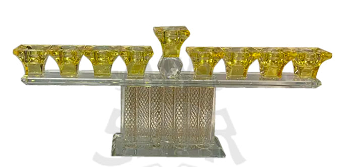 Crystal Menorah Gold Diamonds Golden Cups