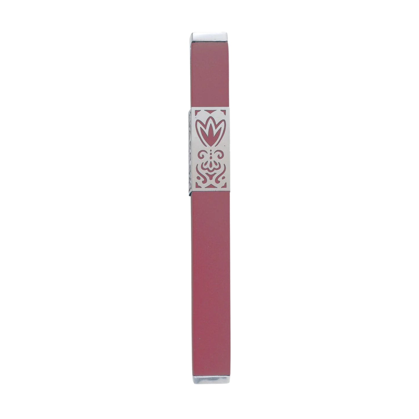 Maroon Emanuel Metal Mezuzah Case w/ Metal cutout-- 12cm