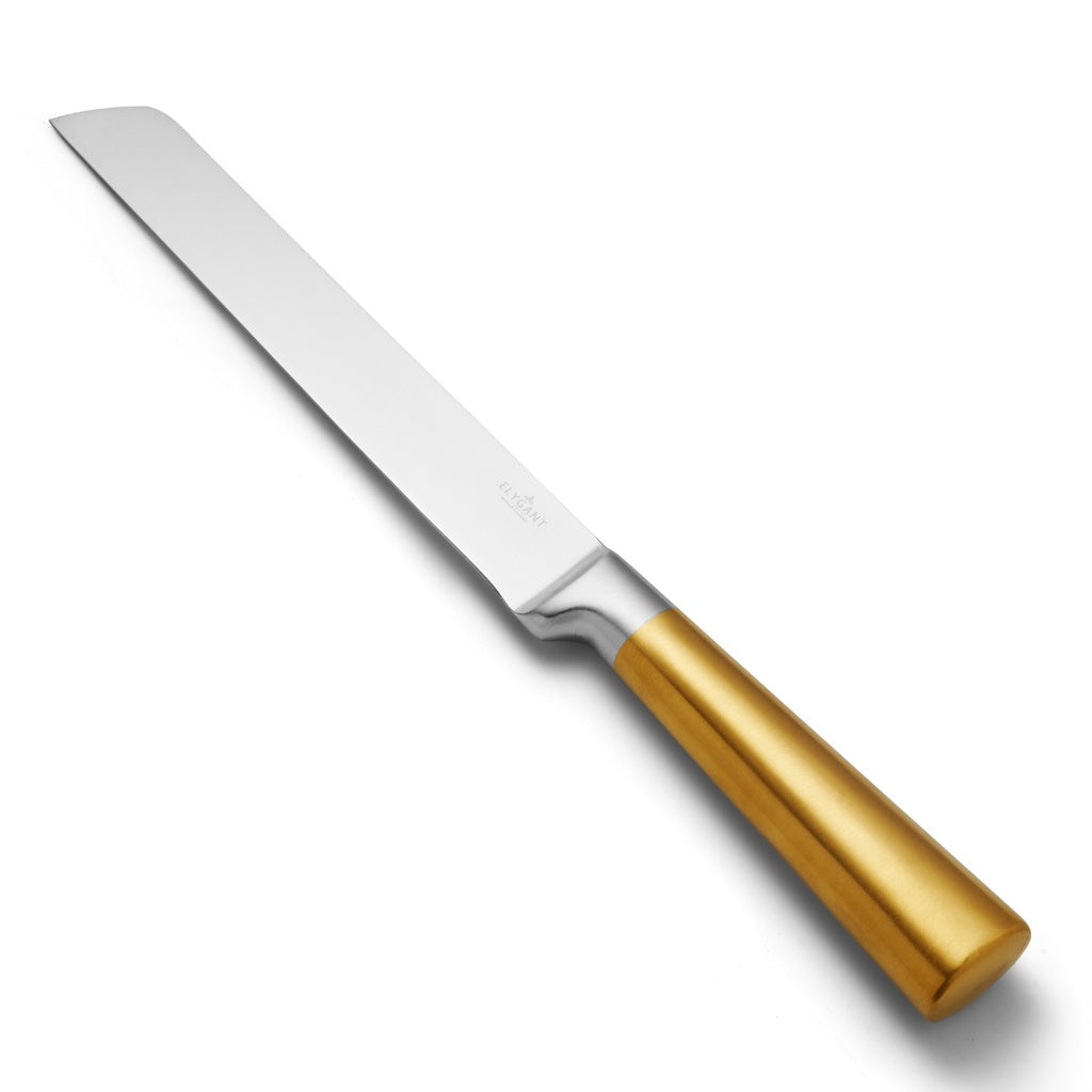Stainless Steel Knife Gold Handle Non Serrated 13"