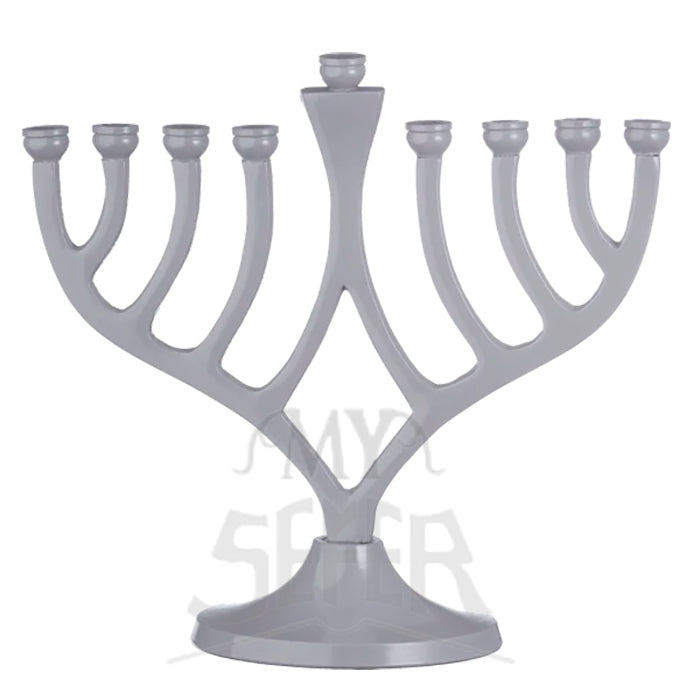 Classic Candle Menorah Grey 7"