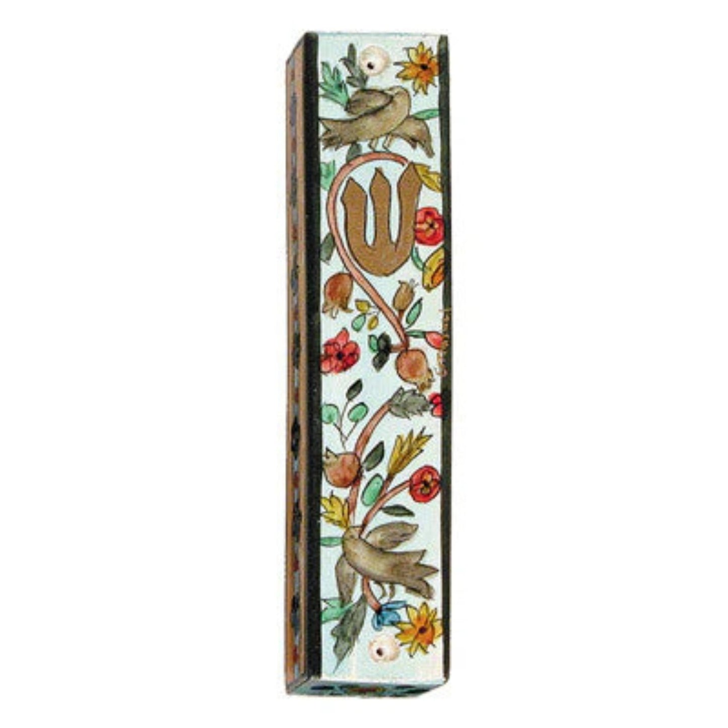 Birds Large Wooden Mezuzah