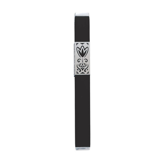 Black Emanuel Metal Mezuzah Case w/ Metal cutout-- 12cm