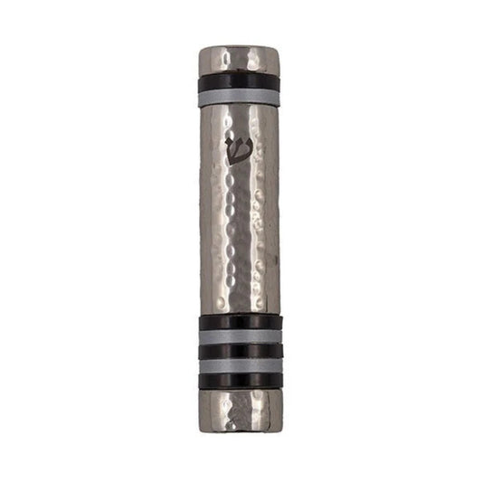 Black Emanuel Hammered Mezuzah Case w/ Rings 12cm