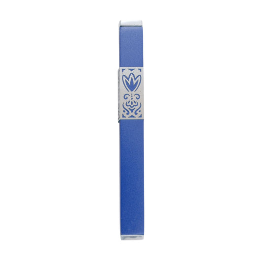 Blue Emanuel Metal Mezuzah Case w/ Metal cutout-- 12cm