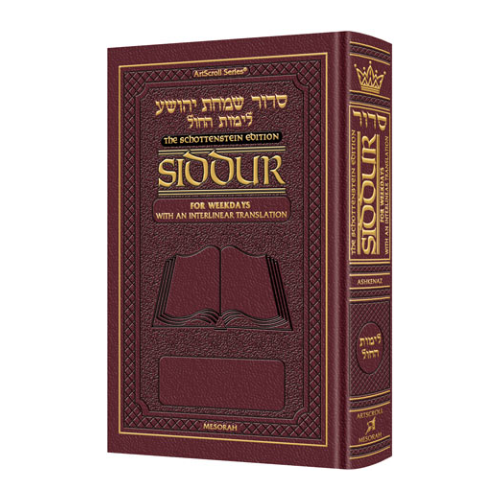 Siddur Interlinear Weekday Full Size Ashkenaz Maroon Leather Schottenstein Edition (Leather Maroon)