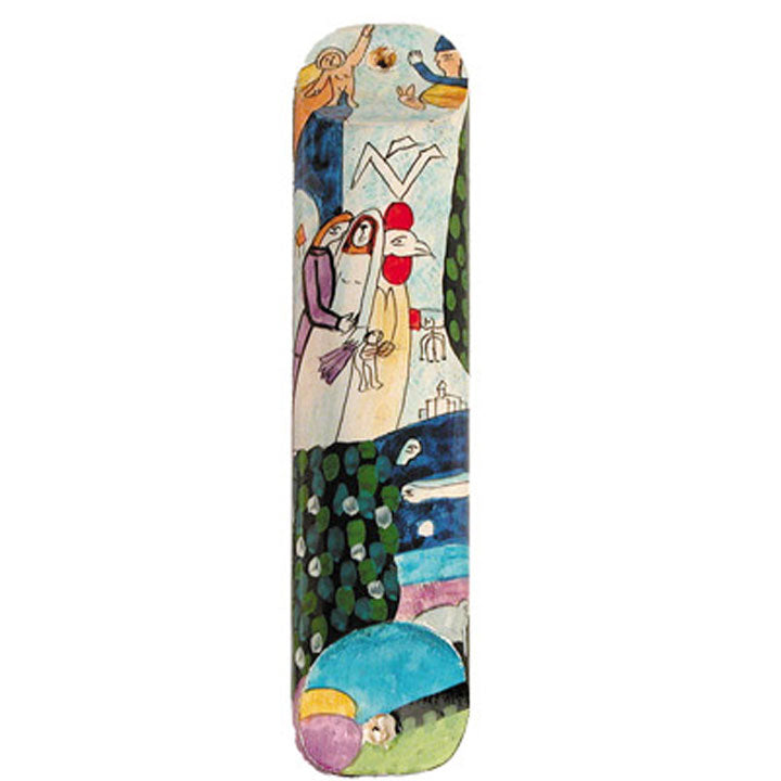 Bride & Groom Large Wooden Mezuzah (Round)