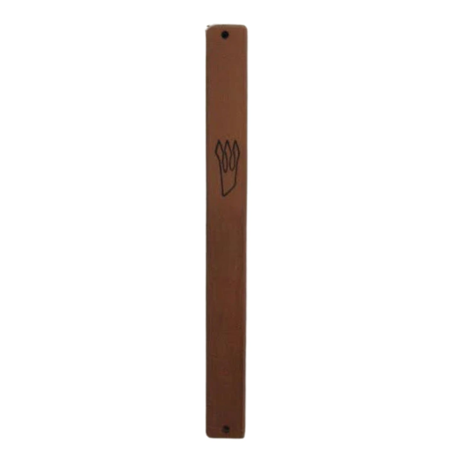 Brushed Metal Mezuzah Case Brown 12cm