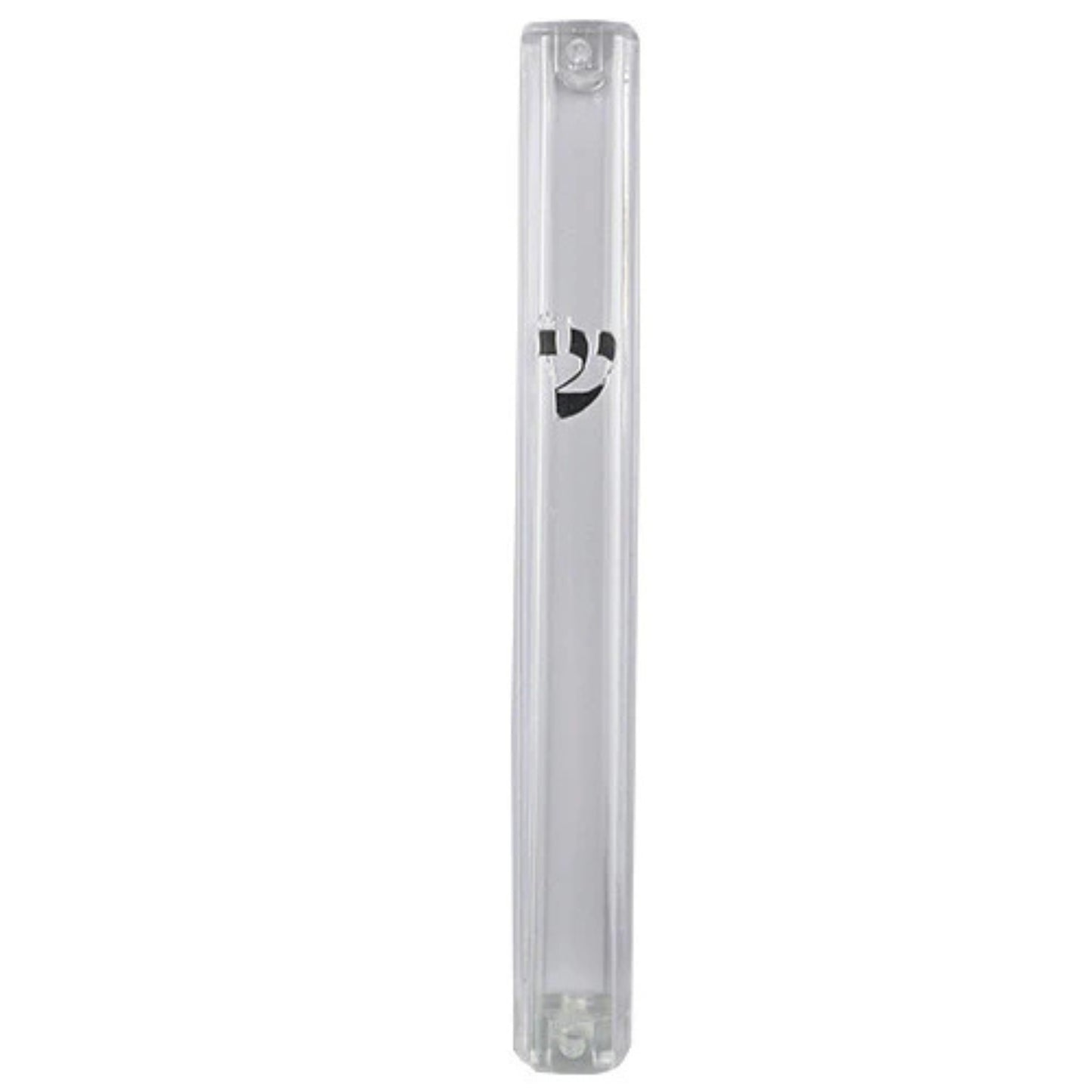 Clear Plastic Mezuzah Case Silver Shin 15cm