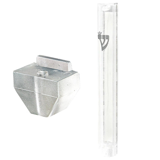 Clear Plastic Mezuzah Case Silver Shin 20cm
