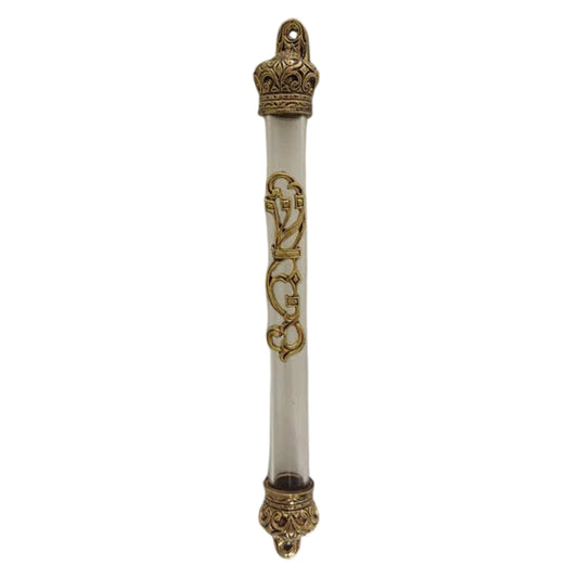 Clear Plastic Tube with Brass Crowns on Ends 12cm