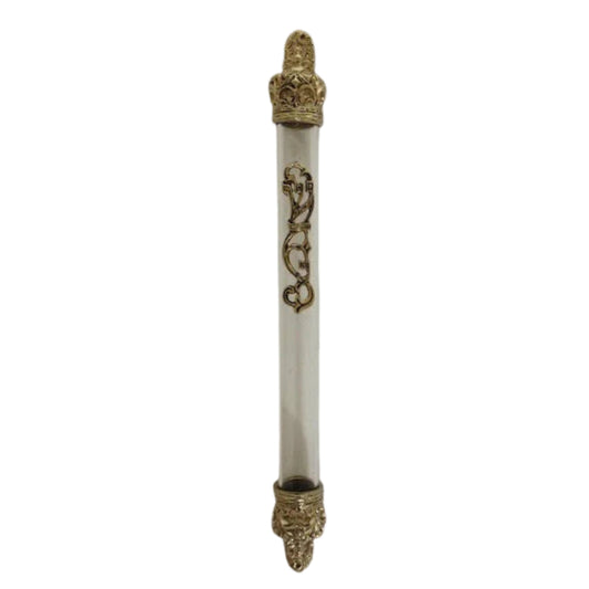 Clear Plastic Tube with Brass Crowns on Ends 15cm