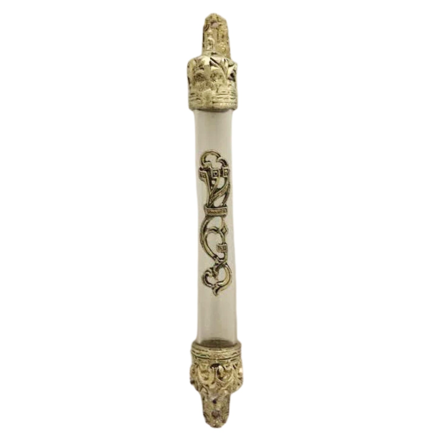 Clear Plastic Tube with Silver Crowns on Ends 10cm