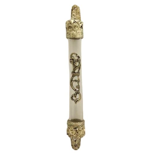 Clear Plastic Tube with Silver Crowns on Ends 10cm