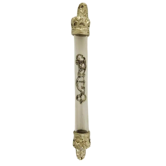 Clear Plastic Tube with Silver Crowns on Ends 12cm