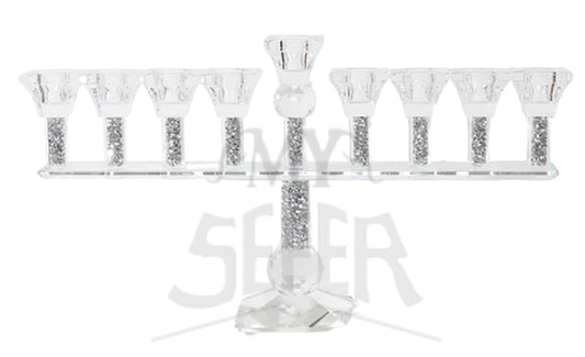 7.5" X 15" Crystal Menorah With Clear Cups