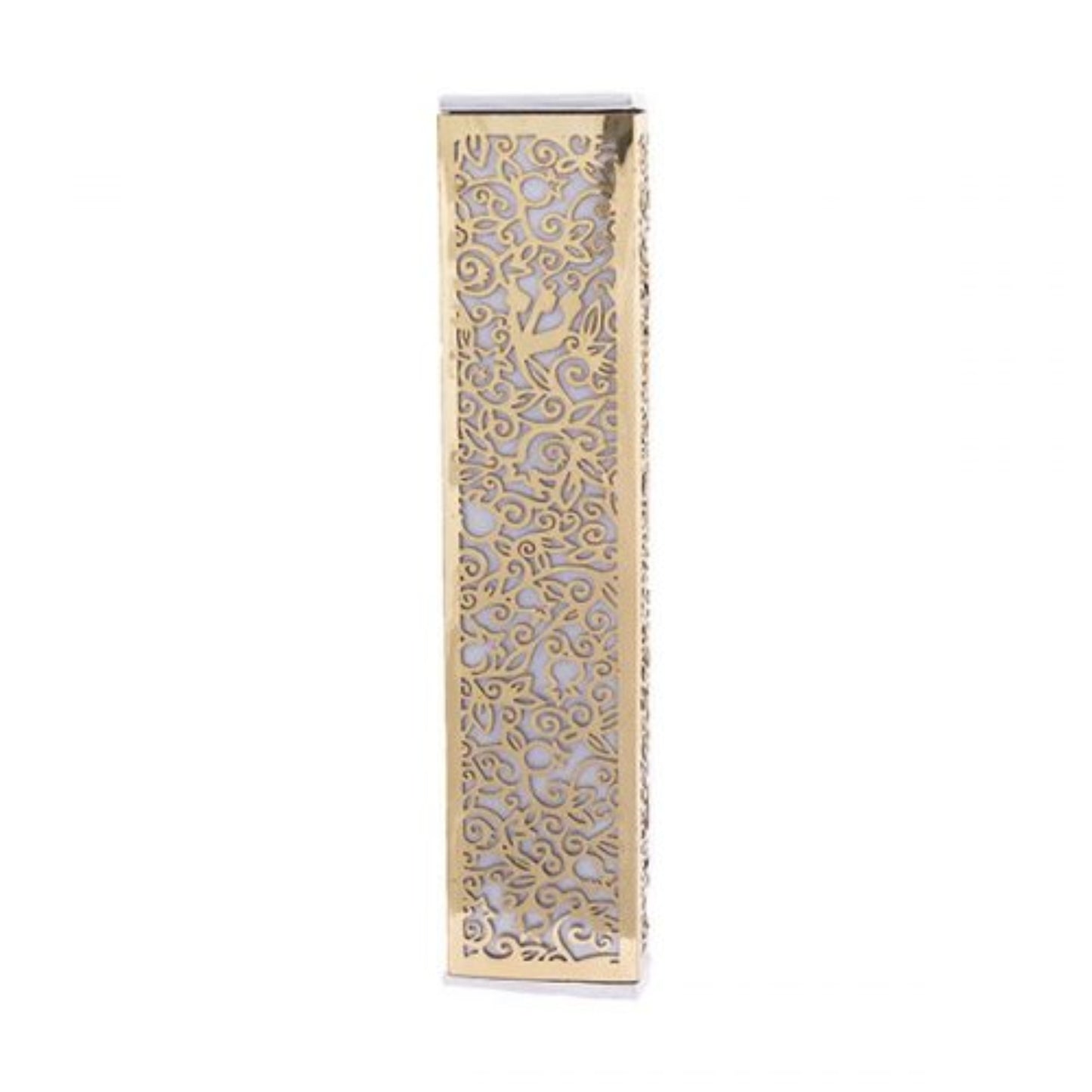 Copper Anodized Aluminum Mezuzah Case with Metal Cutout - Pomegranate