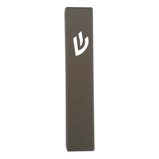 Dark Gray Laser Cut Metal Mezuzah Case 12cm
