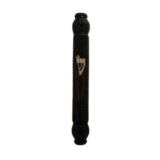 Dark Wood Round Mezuzah Case 10cm