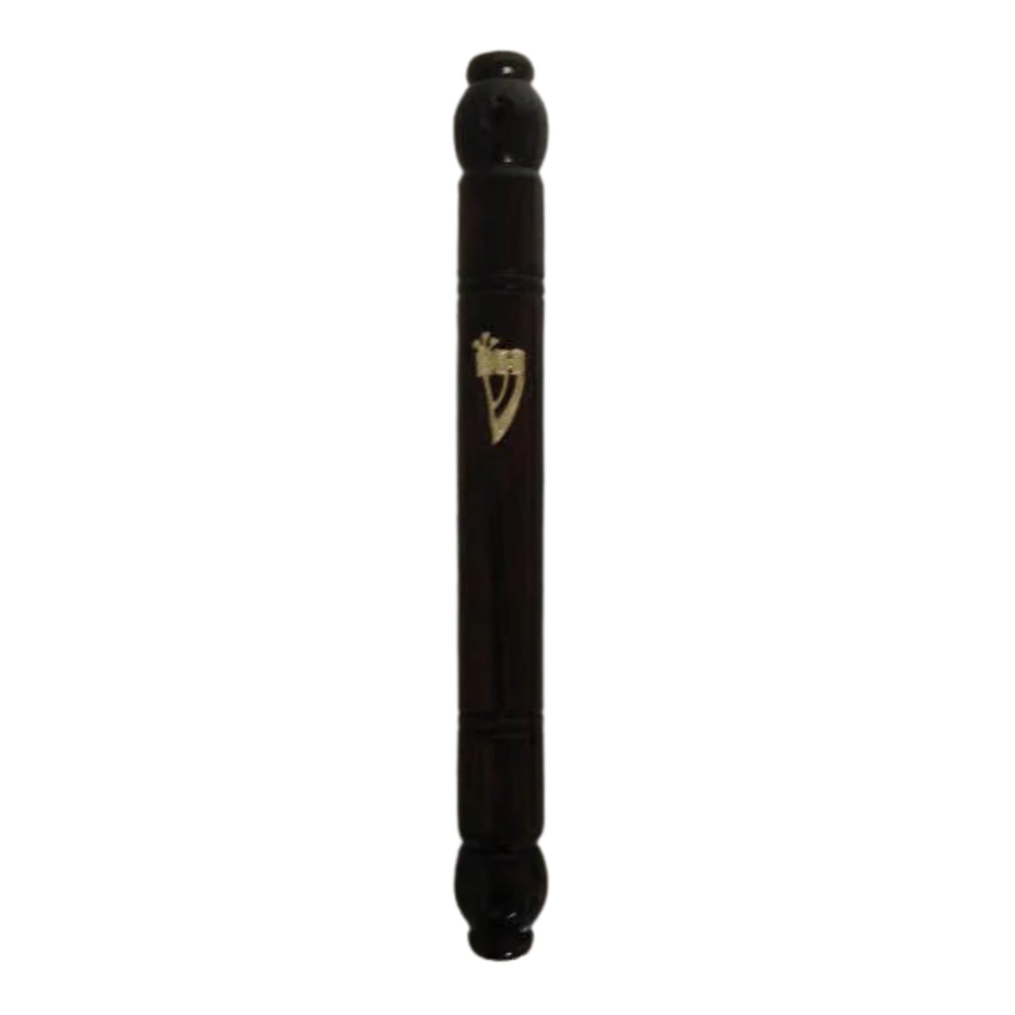 Dark Wood Round Mezuzah Case 15cm