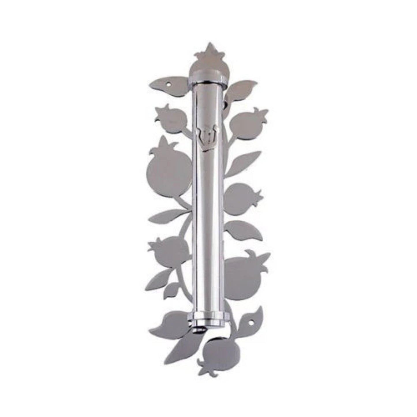 Emanuel Mezuzah Case w/ Metal Cutout-Pomegranate