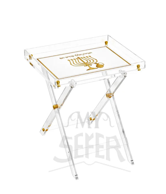 Leatherite Folding Table - Gold