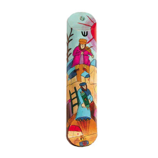 Fiddler on the Roof Small Wooden Mezuzah (Round)