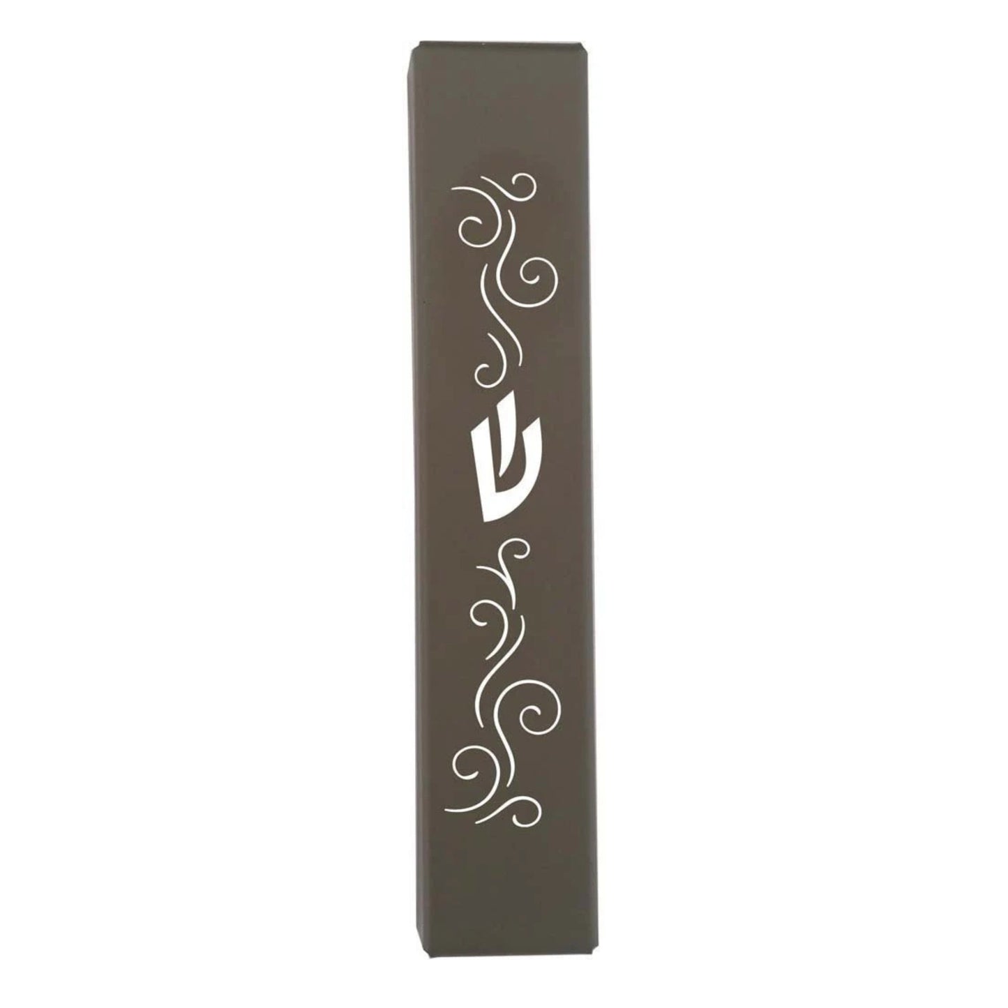 Floral Mocha Laser Cut Metal Mezuzah Case 12cm