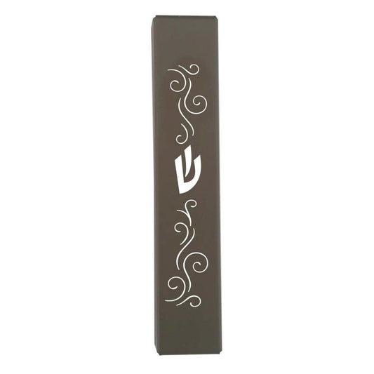 Floral Mocha Laser Cut Metal Mezuzah Case 12cm