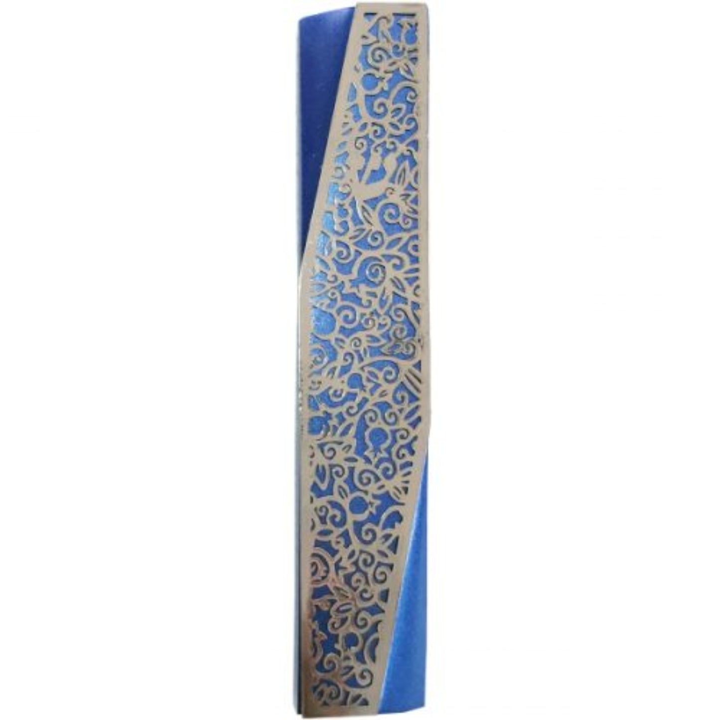 Pomegranate- Blue Emanuel Geometric Mezuzah Case