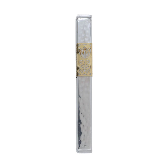 Hammered Emanuel Metal Mezuzah Case w/ Metal cutout-- 12cm