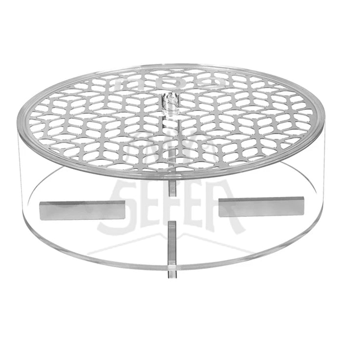 Lucite & Laser Cut Round Matzah Box-Silver