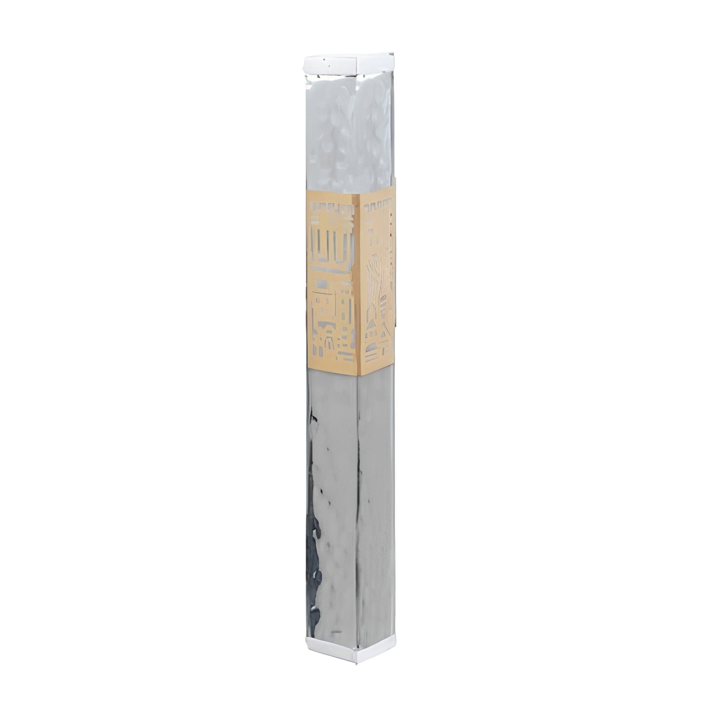 Jerusalem Hammered Emanuel Metal Mezuzah Case w/ Metal cutout-- 12cm