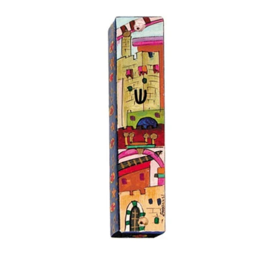 Jerusalem Red Small Wooden Mezuzah