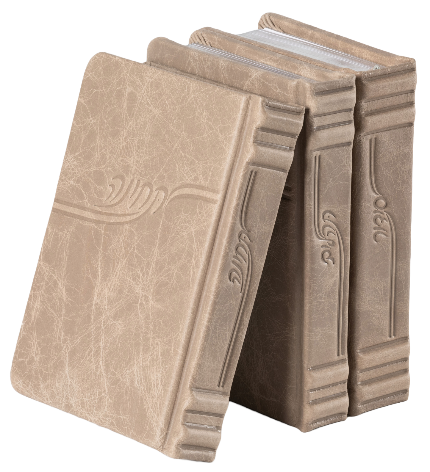 Siddur Tehillim Techina Antique Leather- Med Premium Taupe with Lucite – סידור תהלים תחינה