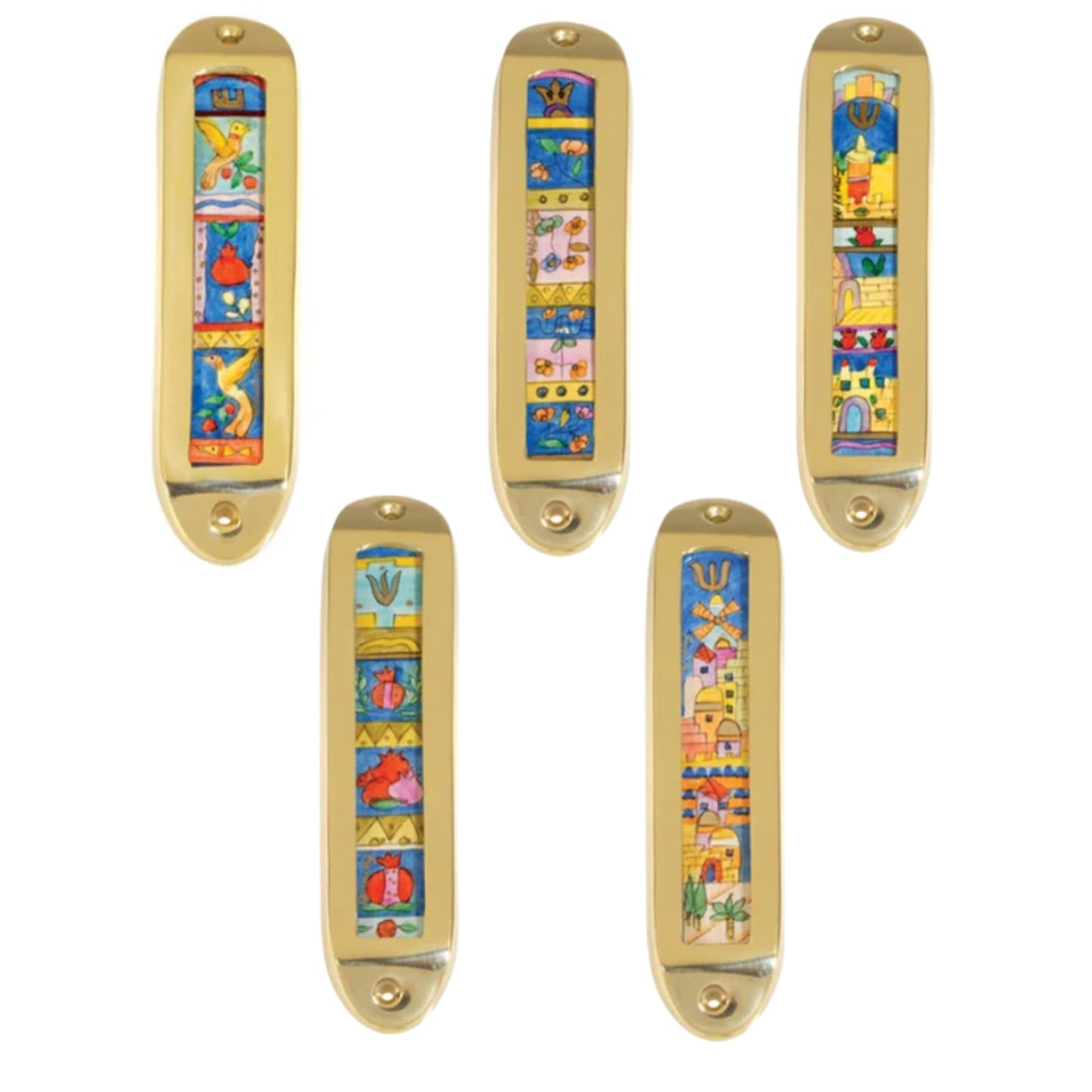 Large Brass and Wood Mezuzah