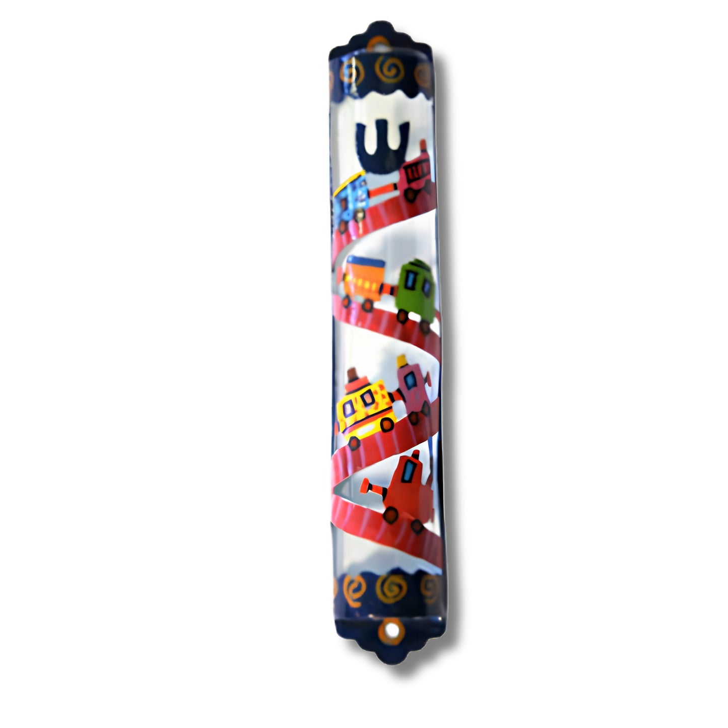 Laser Cutout Mezuzah Trains
