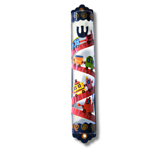 Laser Cutout Mezuzah Trains