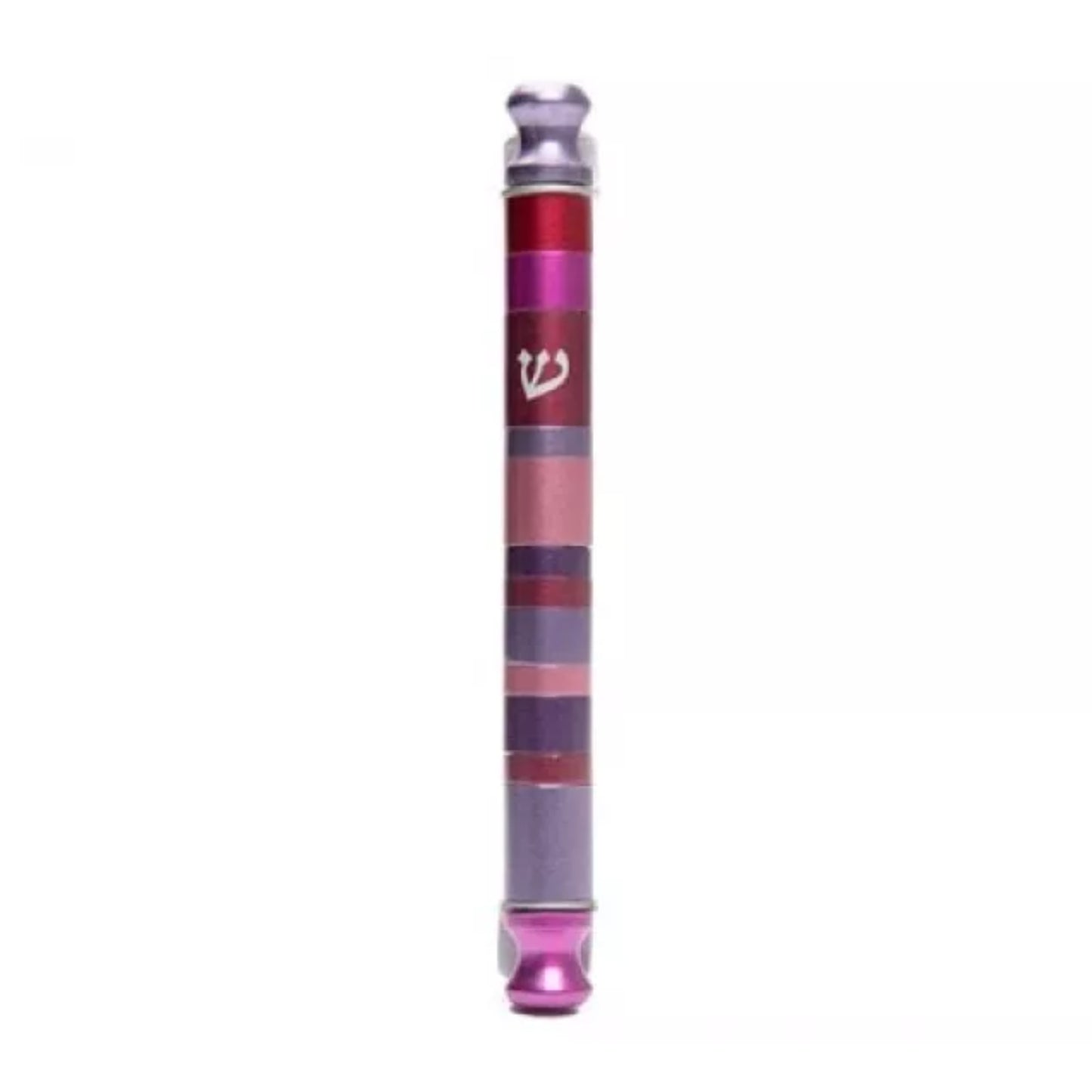 Maroon Anodized Cylinder Mezuzah Case Stripes