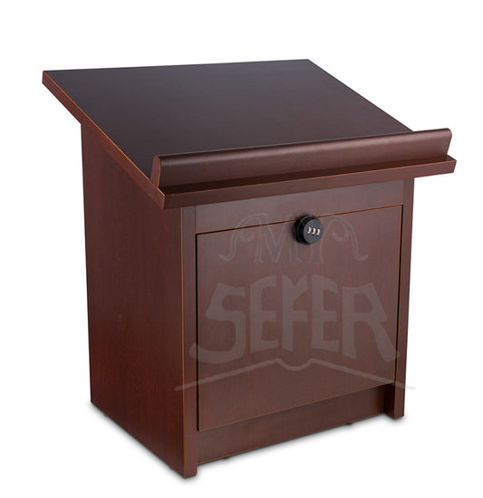 Table top Wood Shtender With Combination Lock-Brown Walnut
