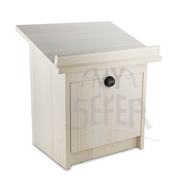 Table top Wood Shtender With Combination Lock-White