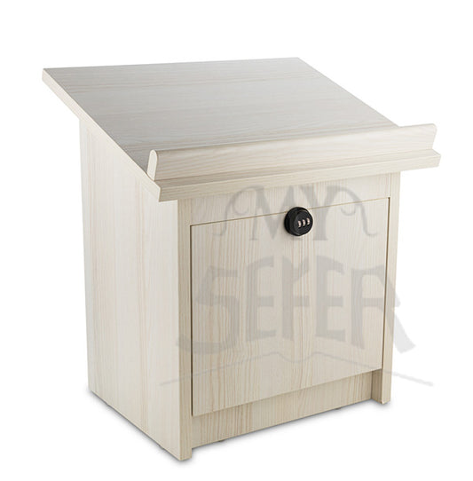 Table top Wood Shtender With Combination Lock-White