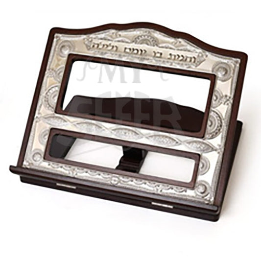 Table Top Shtender Wood and Silver Plated