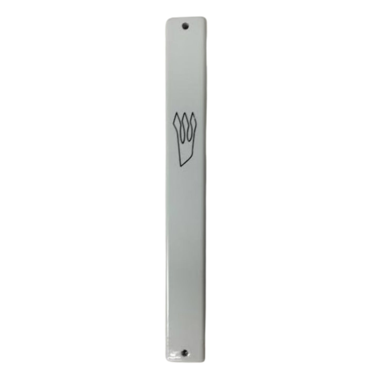 Metal Mezuzah Case- White 10cm