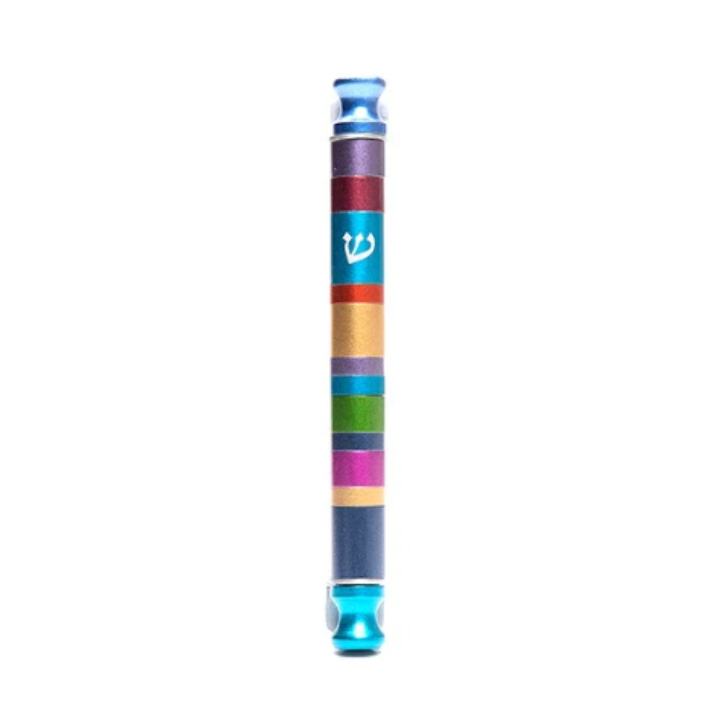 Multicolor Anodized Cylinder Mezuzah Case Stripes