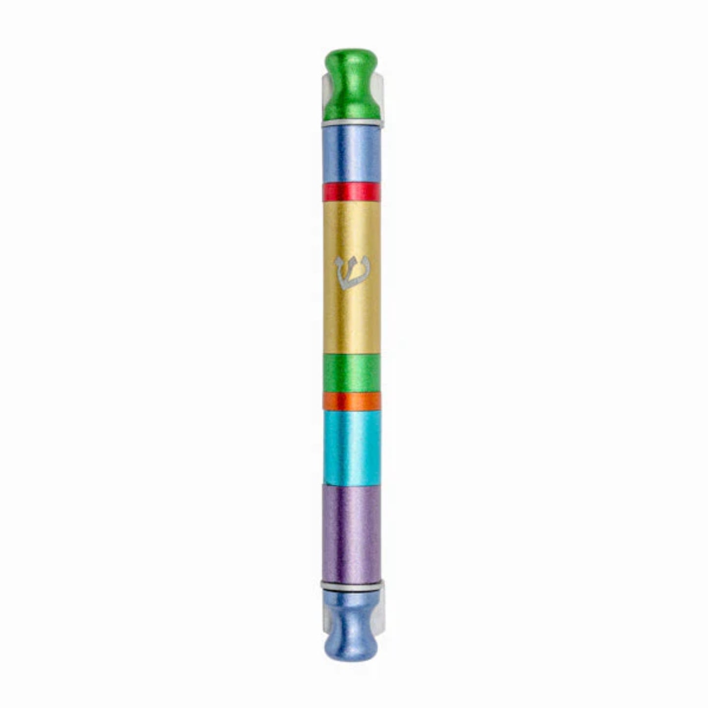 Multicolor Anodized Cylinder Mezuzah Case Wide Stripes