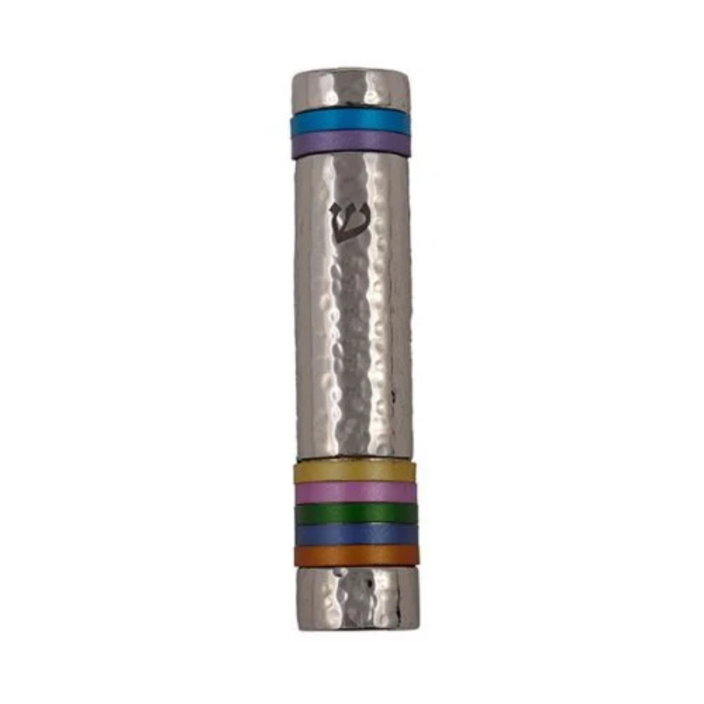 Multicolor Emanuel Hammered Mezuzah Case w/ Rings 12cm