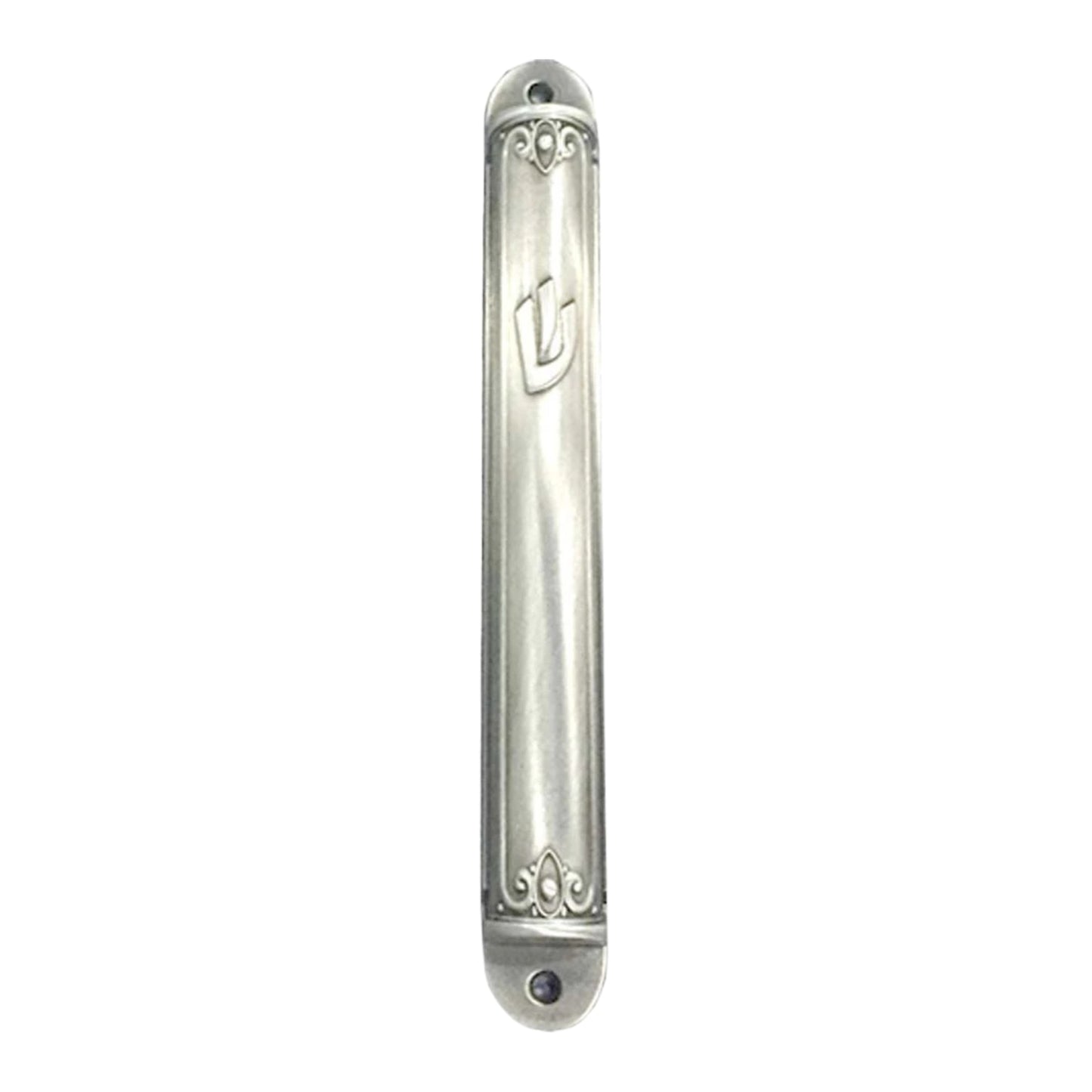 Nickel Floral Frame Pewter Mezuzah Cases 12cm (Karshi)