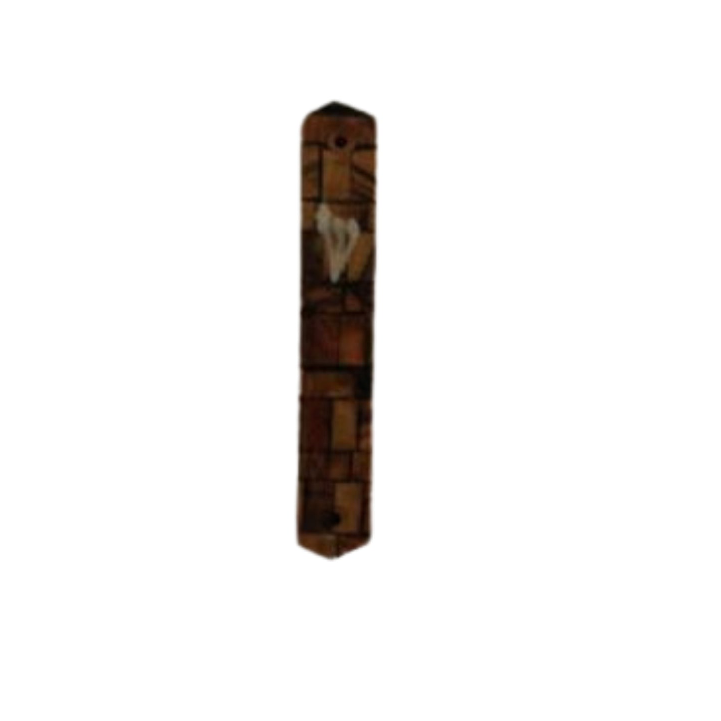 Olive Wood Mezuzah Kotel Print 7cm