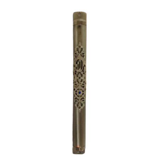 Pewter Mezuzah Case Floral Design 15cm