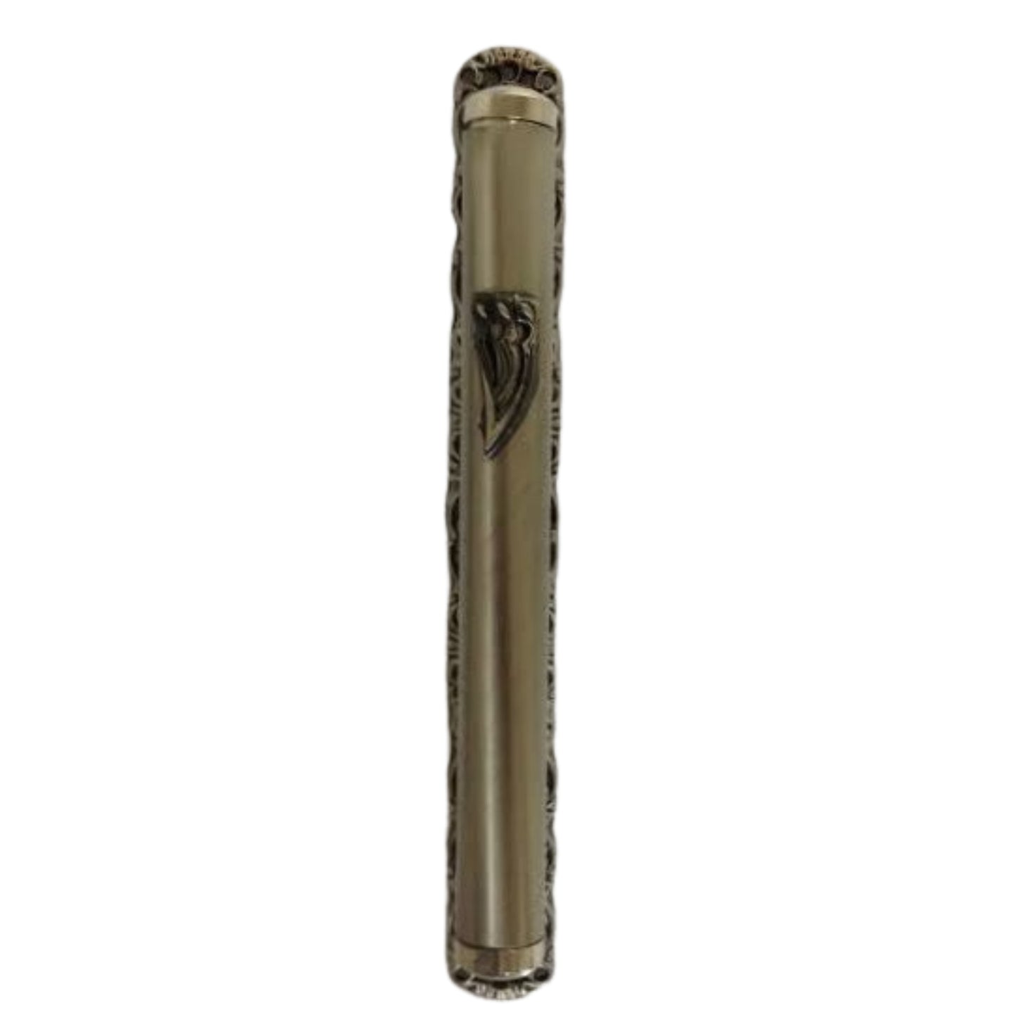 Pewter Mezuzah Case Smooth with Base/Border 15cm
